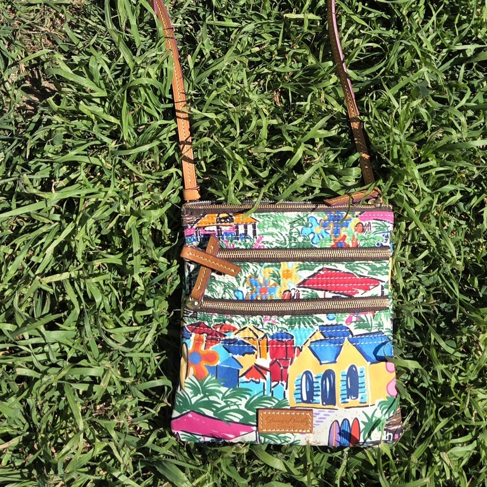 Dooney and Bourke Tropical Island Triple Zip Crossbody Bag Rare